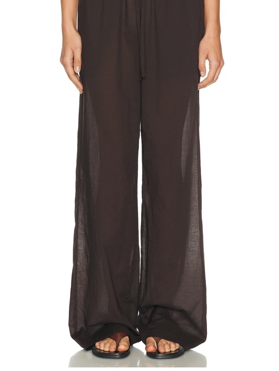Eterne Pants - Eterne Lightweight Wide-Leg Drawstring Pants in Dark Brown